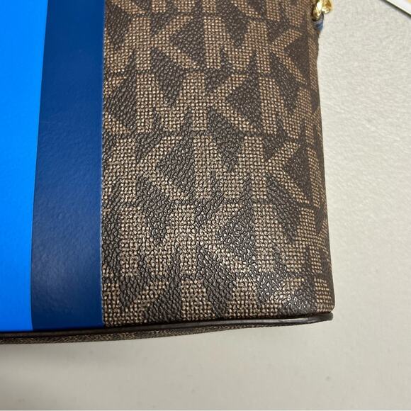 Michael Kors Crossbody Purse Cindy Dome Blue Center Stripe Brown MK Logo Bag NWT - Picture 4 of 8
